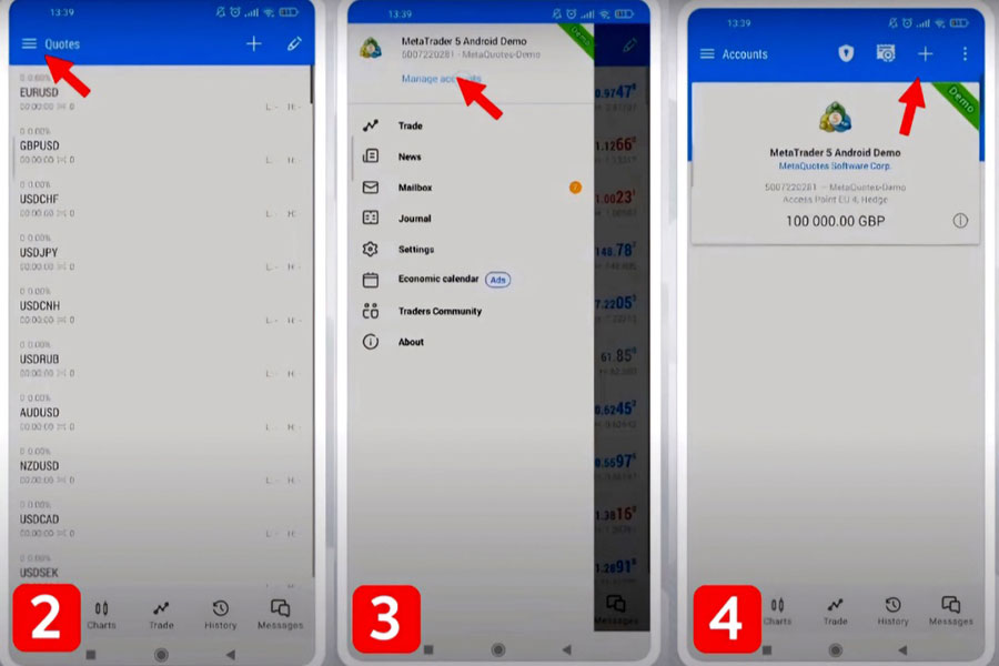 فتح حساب تجريبي ميتاتريدر 5