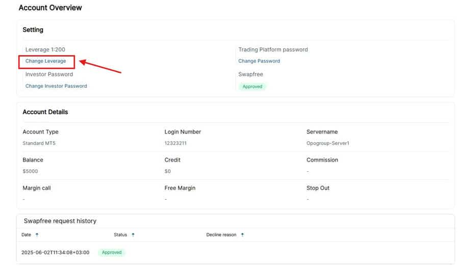 How to Change Leverage in Opofinance
