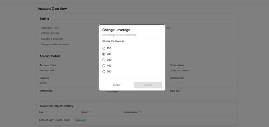 How to Change Leverage in Opofinance
