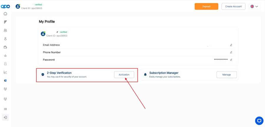 Activate Two-Factor Authentication on Opofinance