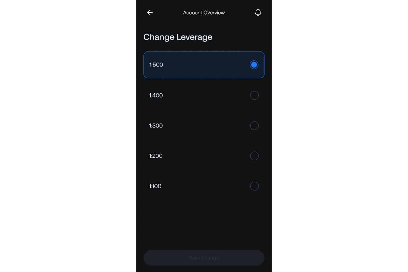 Selecting Your New Leverage Level and Saving Changes