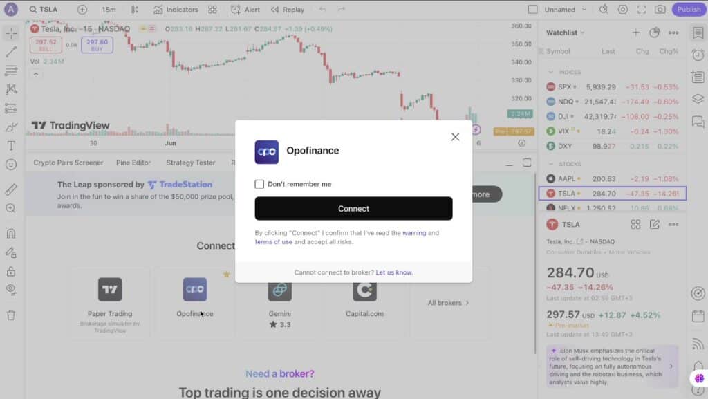 trade directly on TradingView