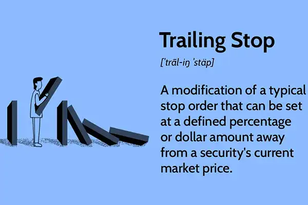 برای استفاده از تریلینگ استاپ، باید یک فاصله بین قیمت بازار و حد ضرر مشخص کنید. 